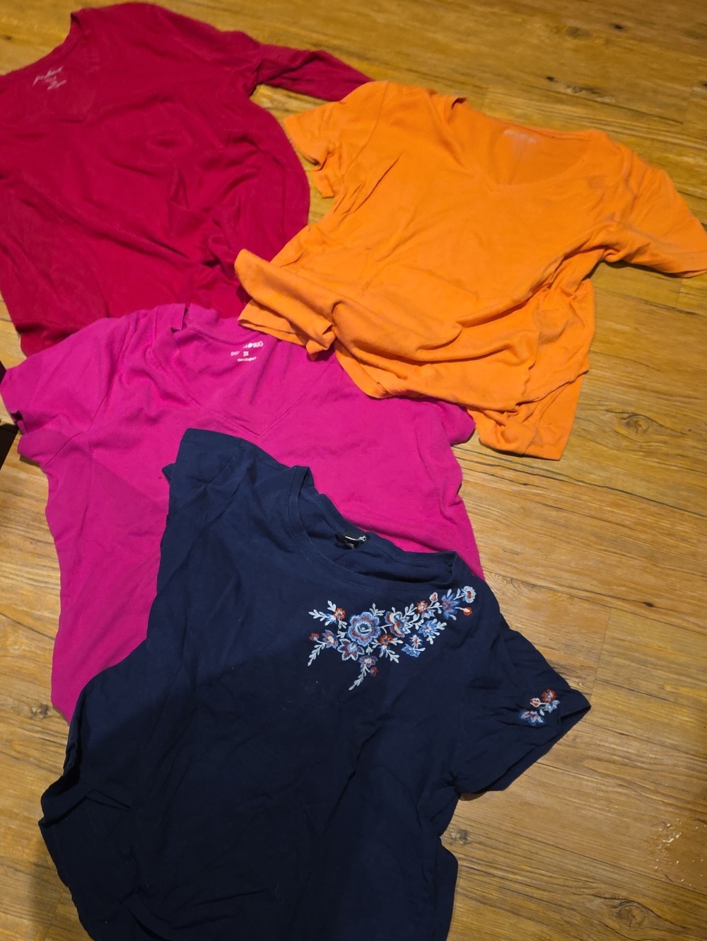 Eddie Bauer Short Sleeve Tees Trio - Navy, Bright Pink, Orange